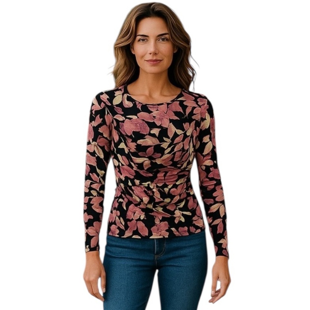 Brand New Parker REVOLVE Black Top with Rose Gold‎ Metallic Floral Size Small